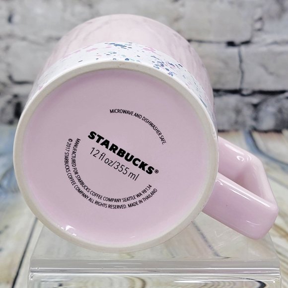Starbucks Coffee Cup Mug Pink White Paint Splatter 12 oz Birthday Valentines Day - Picture 5 of 6